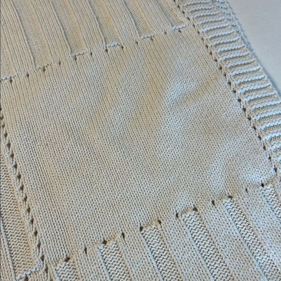 TL CARE Sweater Knit Blanket Organic Cotton Baby Stroller Nursing Cream Ivory - Picture 4 of 7